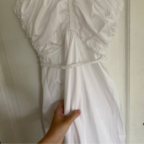 Veronica Beard White Tucker Ruched Halter Midi Dress - Picture 5 of 14